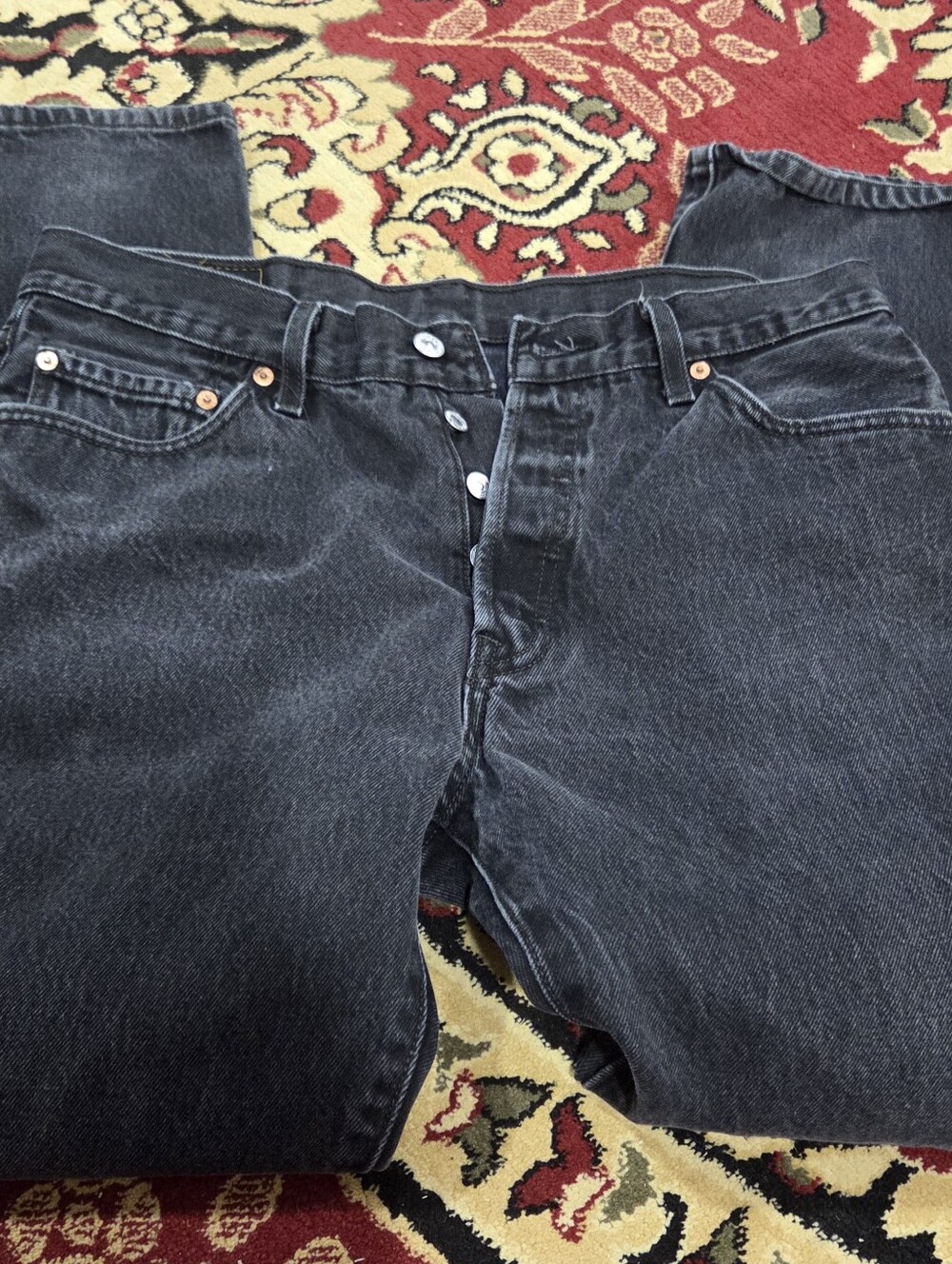 Levi's Men's Black Relaxed Jeans - Button Fly